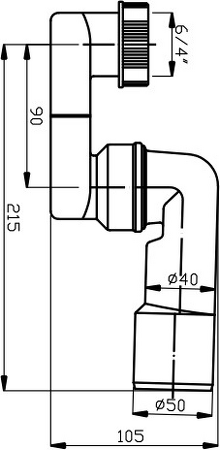 Sifon vanový 50 bez ventilu plast
