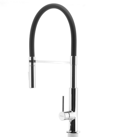 Dřezová baterie se sprškou a černým flexi ramenem, chrom
