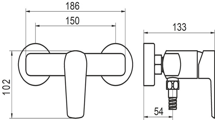 Sprchová baterie bez příslušenství 150 mm METALIA 58, chrom