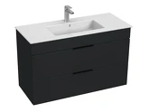 Skříňka, 2 zásuvky, vč. umyvadla 1000x430 mm Cube Bílá H4536521763001