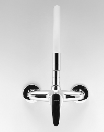 Dřezová baterie s elastickým ramenem 150mm, bílá-chrom