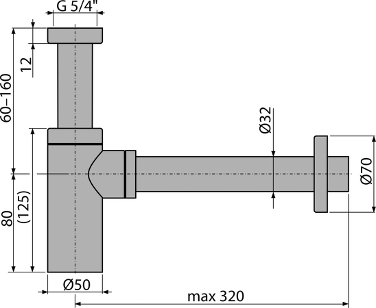 Sifon umyvadlový DN32 DESIGN, NICKEL-lesk
