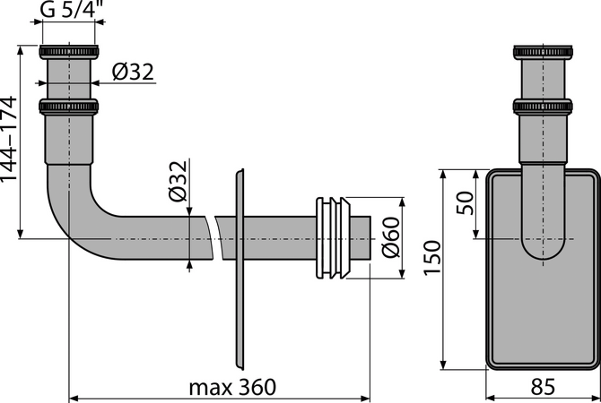 Kovové koleno DN32, 5/4" matice