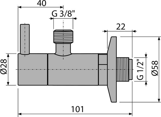 Ventil rohový s filtrem 1/2"×3/8", NICKEL-kartáčovaný mat
