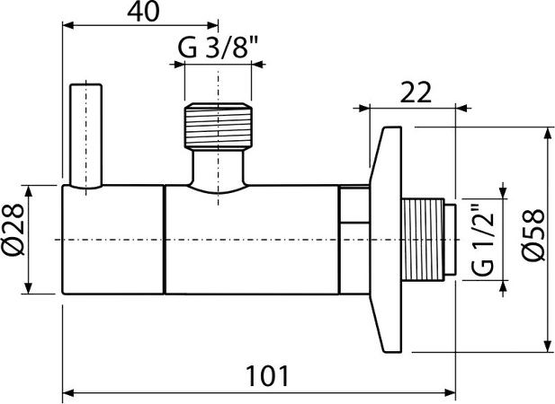 Ventil rohový s filtrem 1/2"×3/8", kulatý, bílá