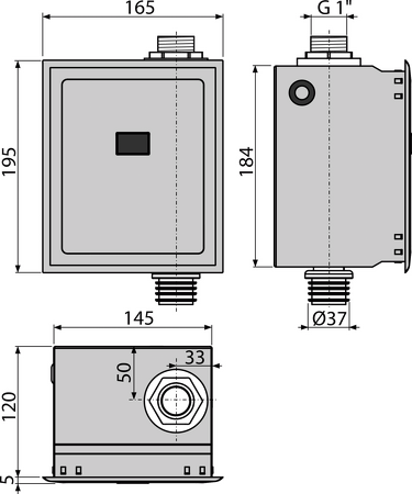 Automatický splachovač WC, chrom, 12 V (napájení ze sítě)