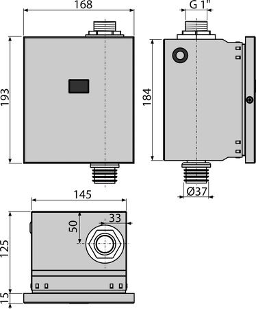 Automatický splachovač WC, kov, 12 V (napájení ze sítě)