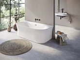 Vana YPSILON Wall 1780x860 snowwhite volně stojící ke stěně, přepad a krytka odtoku černá náhledová fotka produktu