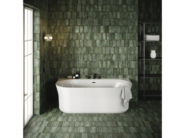 Vana YPSILON  Wall 1780x860 snowwhite volně stojící ke stěně, přepad a krytka odtoku černá