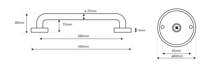 Madlo rovné 280mm, leštěný nerez
