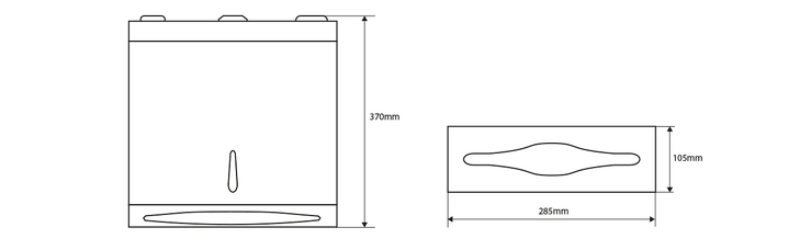 Zásobník na papírové ručníky 285x370x105mm, broušený nerez