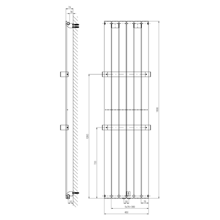 COLONNA otopné těleso 450x1800mm, metalická stříbrná