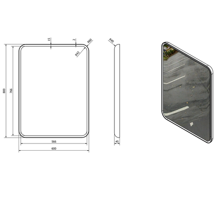 FLOAT zaoblené LED podsvícené zrcadlo v rámu 600x800mm, bílá