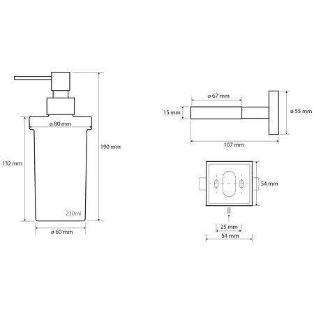 X-SQUARE dávkovač mýdla 250ml, chrom