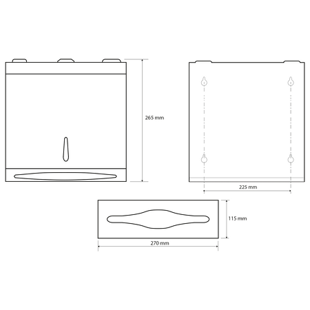 Zásobník na papírové ručníky 270x265x115mm, nerez mat
