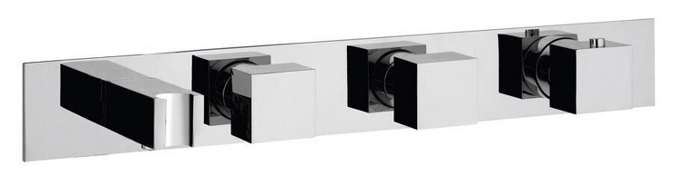 Podomítková termostatická baterie s držákem ruční sprchy,2 výstupy,hranatá,chrom