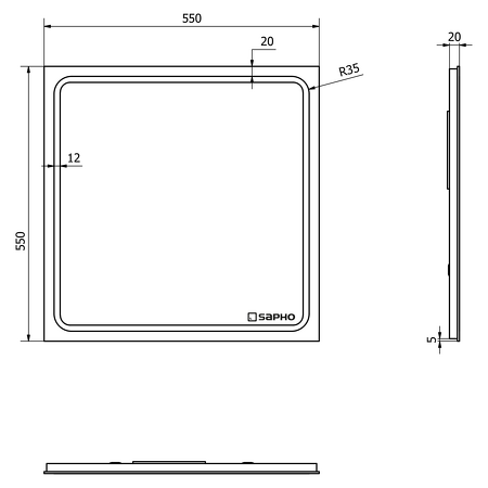 GEMINI LED podsvícené zrcadlo 550x550mm