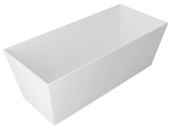 KVADRIE volně stojící vana 1590x650x550mm, litý mramor, bílá lesk