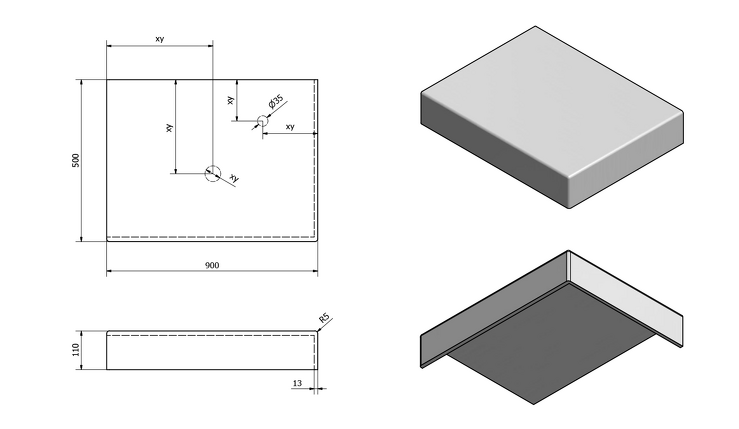 TAILOR rockstone deska 90x50 cm, provedení límce R