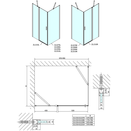 Zoom Line obdélníkový sprchový kout 1000x800mm L/P varianta