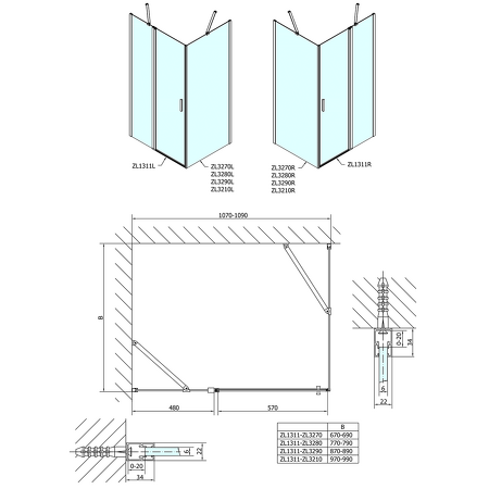Zoom Line obdélníkový sprchový kout 1100x800mm L/P varianta