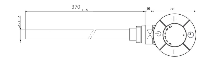 Elektrická topná tyč s termostatem, rovný kabel, 300 W, chrom