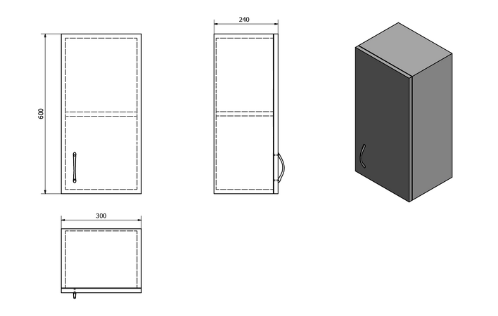 SIMPLEX ECO závěsná skříňka 30x60x24cm
