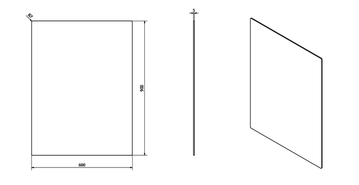 PLAIN zrcadlo 60x90cm, zakulacené rohy, bez úchytu