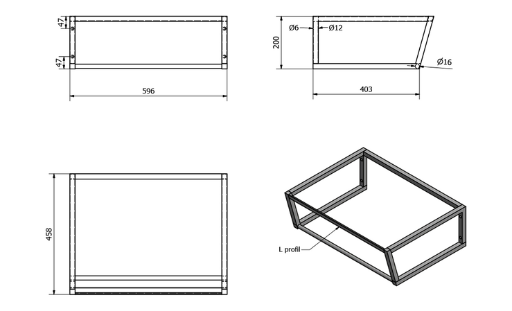 SKA konstrukce pod umyvadlo 600x200x460mm, bílá mat