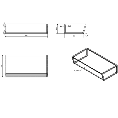 SKA konstrukce pod umyvadlo/desku 900x200x460mm, bílá mat