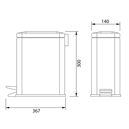 SIMPLE LINE odpadkový koš obdélníkový 5l, leštěný nerez