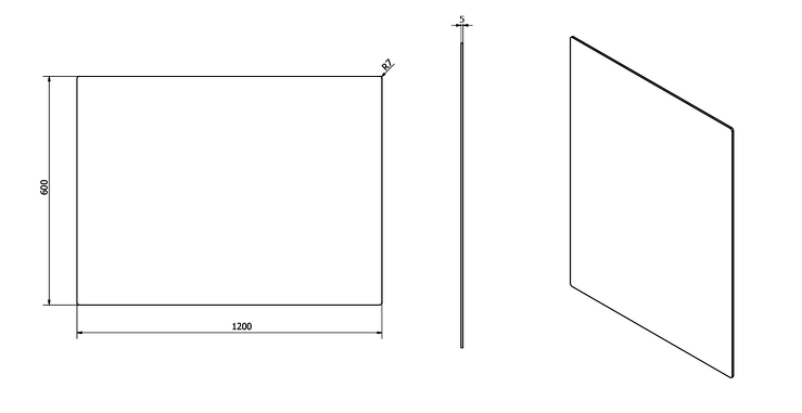 PLAIN zrcadlo 120x60cm, zakulacené rohy, bez úchytu