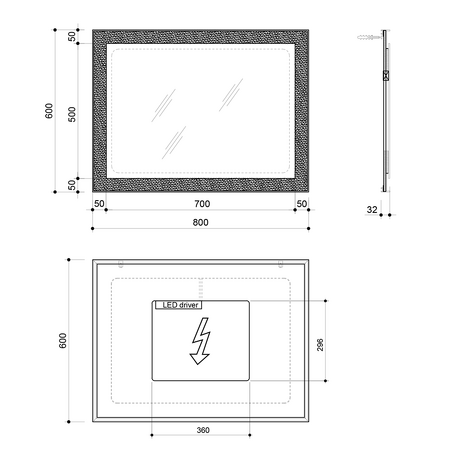 FLUT LED podsvícené zrcadlo 600x800mm, bílá
