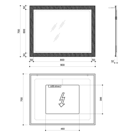 FLUT LED podsvícené zrcadlo 900x700mm, bílá