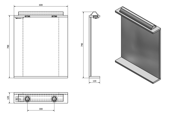 KORIN zrcadlo s LED osvětlením a zásuvkou 60x70x12cm
