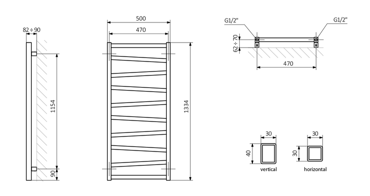ZIG otopné těleso 500x1334 mm, 490 W, antracit