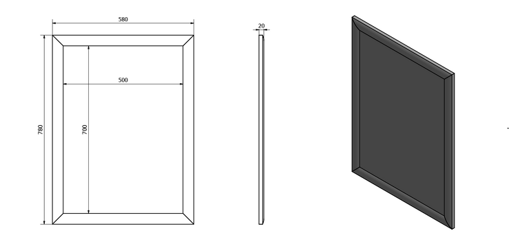 ESTA zrcadlo v dřevěném rámu 580x780mm, stříbrná s proužkem
