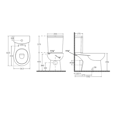 KAIRO WC kombi s bidet. sprškou, zadní odpad, bílá
