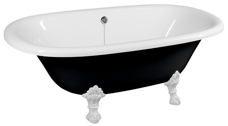 REGATA volně stojící vana 175x85x61cm, nohy bílé, černá/bílá