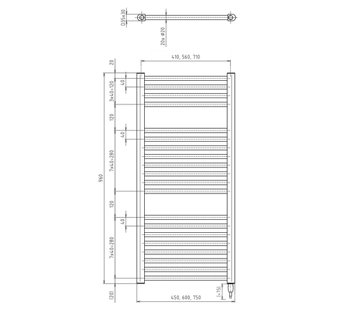 DIRECT-E elektrické otopné těleso rovné 450x960 mm, 300W, bílá