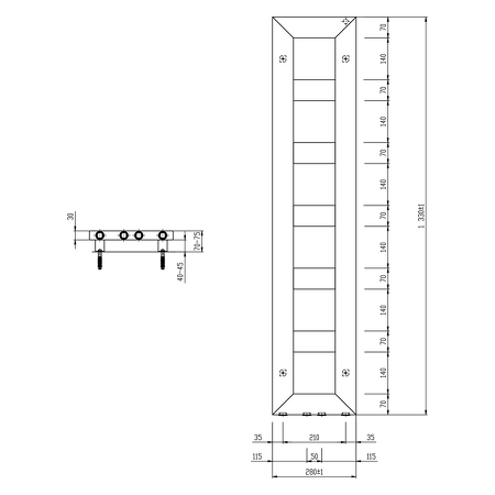 BLOCK otopné těleso 280x1330 mm, černá mat