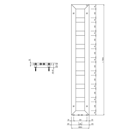 BLOCK otopné těleso 280x1750 mm, bílá mat