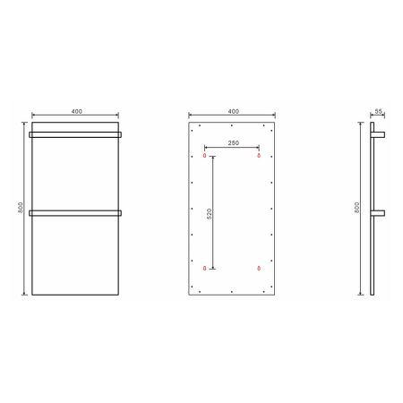 ELMIS elektrický sušák ručníků 400x800mm, 120W, hliník, černá mat