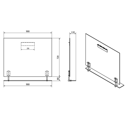 WEGA zrcadlo 900x800mm, s policí, černá mat