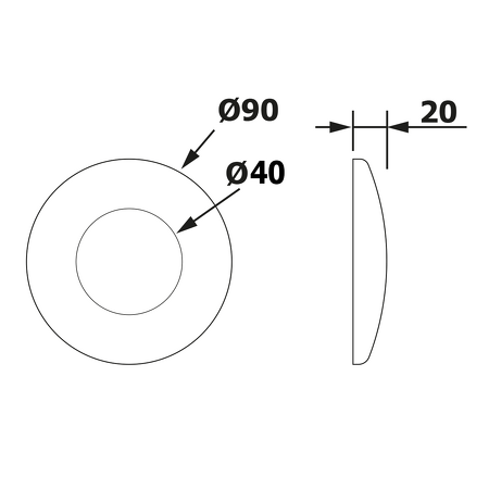 Rozeta 90/40 mm, výška 20 mm, plast