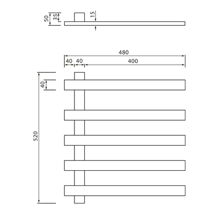 ELCOR elektrický sušák ručníků 480x520x50mm, 85W, černá mat