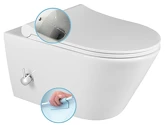 AVVA závěsná WC mísa Rimless, integrovaná baterie a bidet. sprška, 35,5x53 cm, bílá náhledová fotka produktu