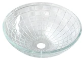 TOSEMI skleněné gravírované umyvadlo, průměr 42 cm, čirá náhledová fotka produktu