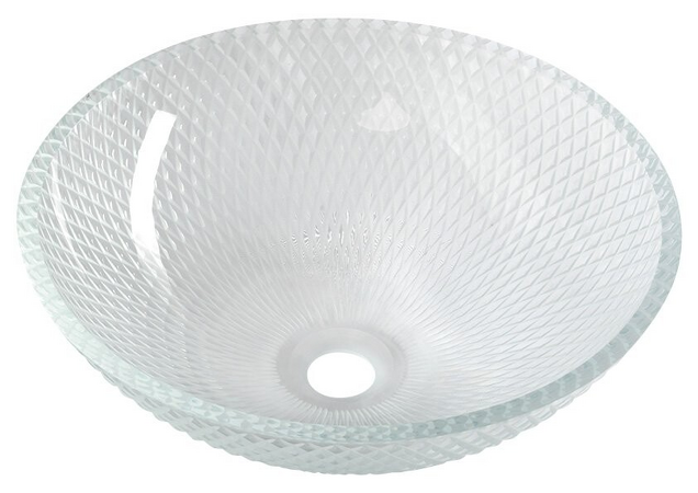PUKETA skleněné gravírované umyvadlo, průměr 42 cm, čirá