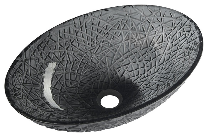 PURUS skleněné gravírované umyvadlo 50x15,5x36 cm, černá
